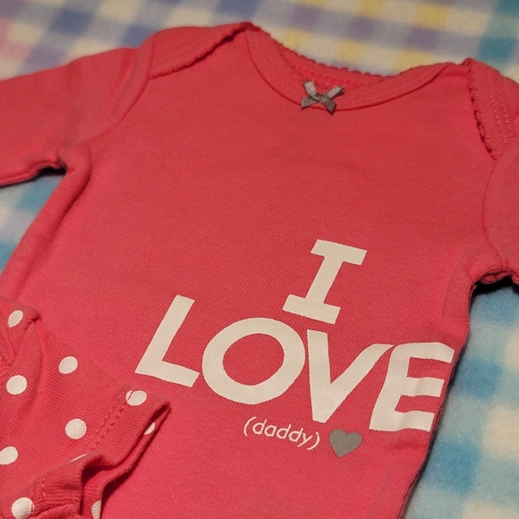 CARTER'S 💕 NWOT 2pc Short Polka Dot | Long "I LOVE DADDY" Bodysuit Onesies NB - Picture 5 of 11